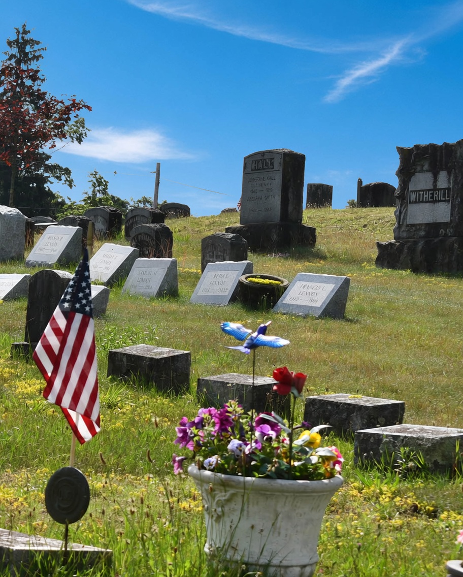 Cemetery in sunlight